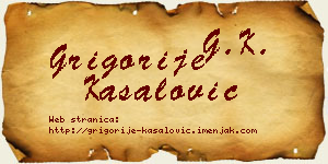 Grigorije Kasalović vizit kartica